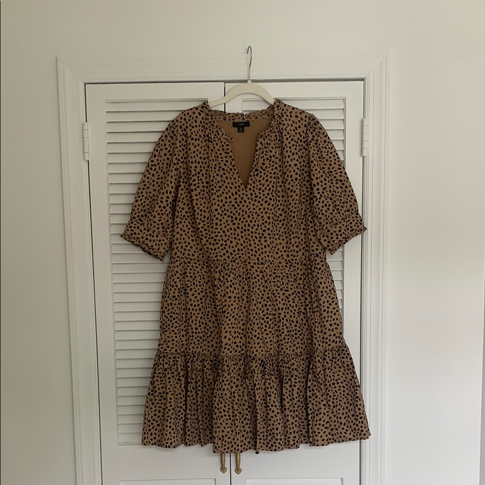 J. Crew 100% cotton ruffled tiered cheetah print dress